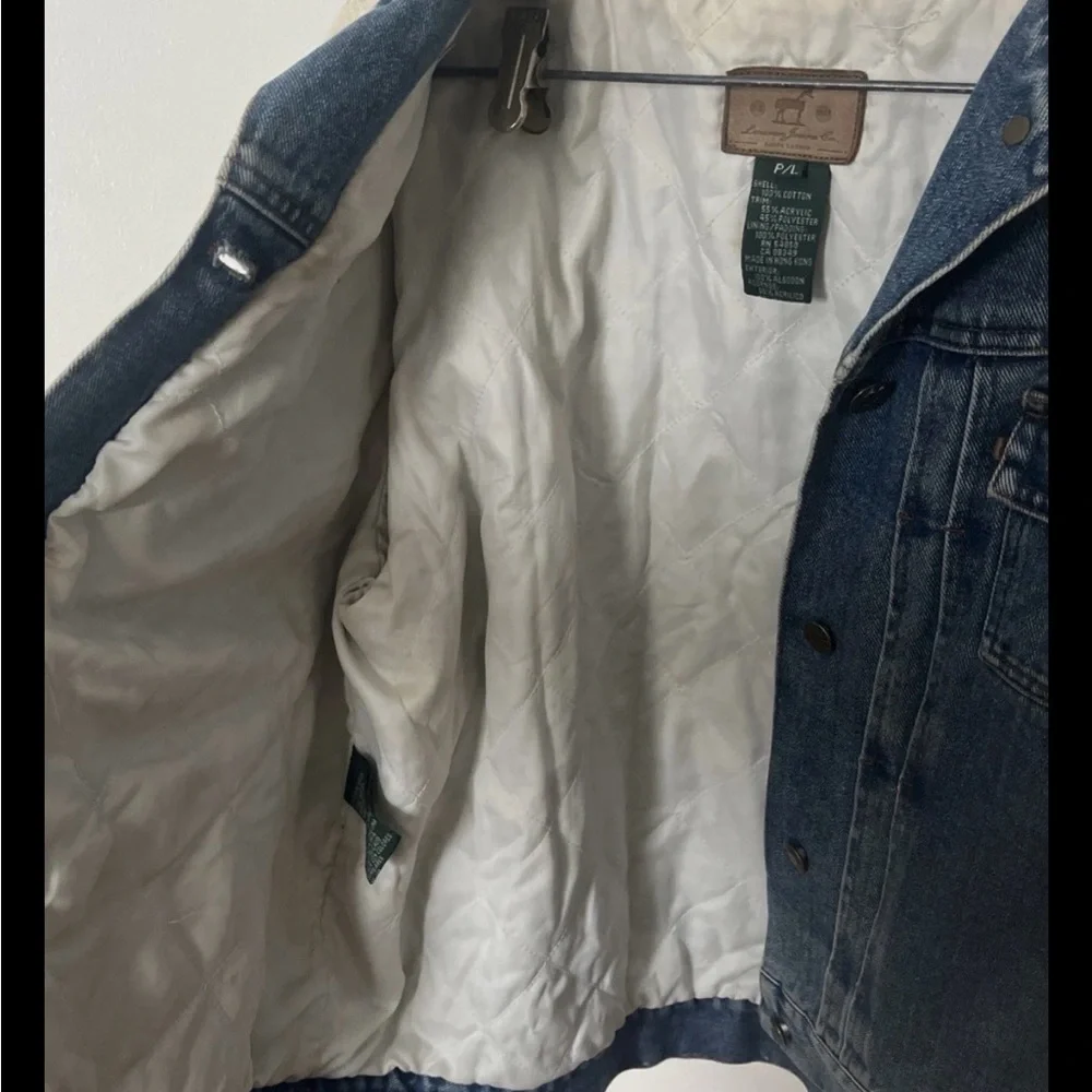 Vintage Ralph Lauren Denim Trucker Jacket Lined Sherpa Women's Large Petite - Picture 2 of 6